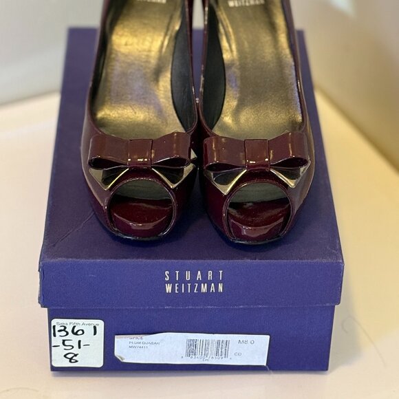 Stuart Weitzman Plum Patent Leather Pump - Peep Toe - Size 8 - Picture 3 of 4